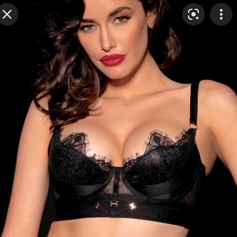 ♡BNWT UNICORN RARE HB™ ☆Belinda☆ Black Shimmer Push-Up Longline Bra♡ 32A♡